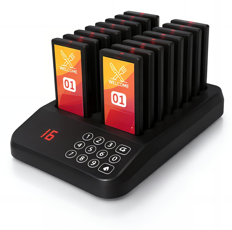 TrustMate Wireless Restaurant Pager System - 16 Pagers Calling System for Customers - 500m Long Range Pager for Restaurants, Cafes, and Hospitals - Image 1